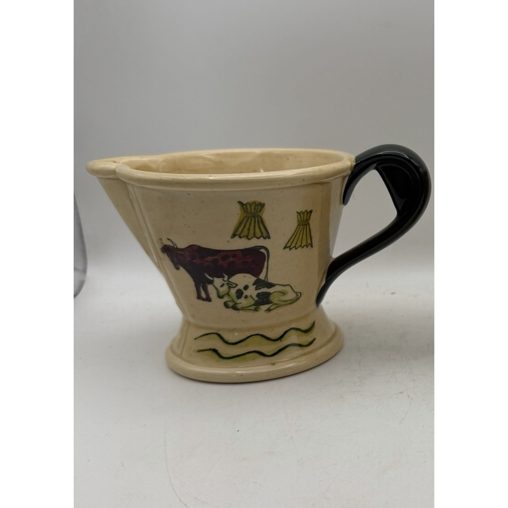 Metlox Poppytrail Homestead Provincial Creamer Pitcher Cow Farm Stoneware 3.25"